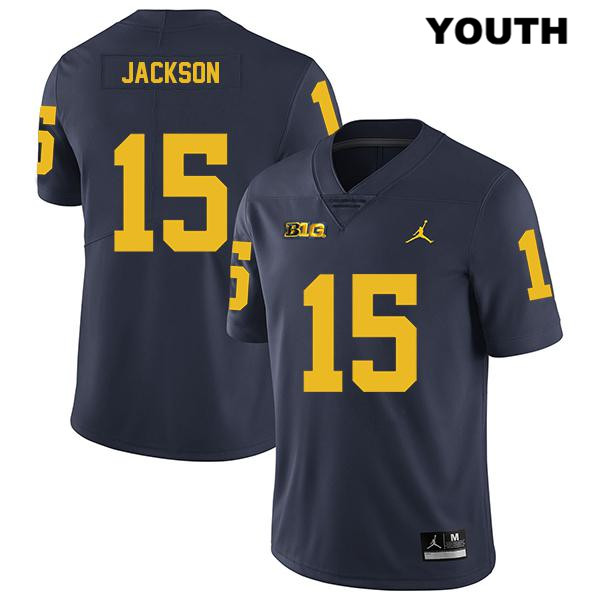 Youth NCAA Michigan Wolverines Giles Jackson #15 Navy Jordan Brand Authentic Stitched Legend Football College Jersey TI25R51NT